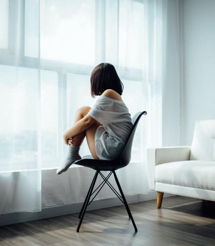 A girl looking out of the window